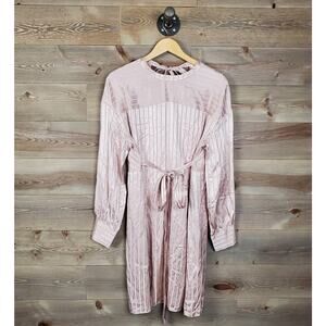 Aritzia Wilfred Silk Pink Stripe Lined Long Sleeves Gaillard Dress